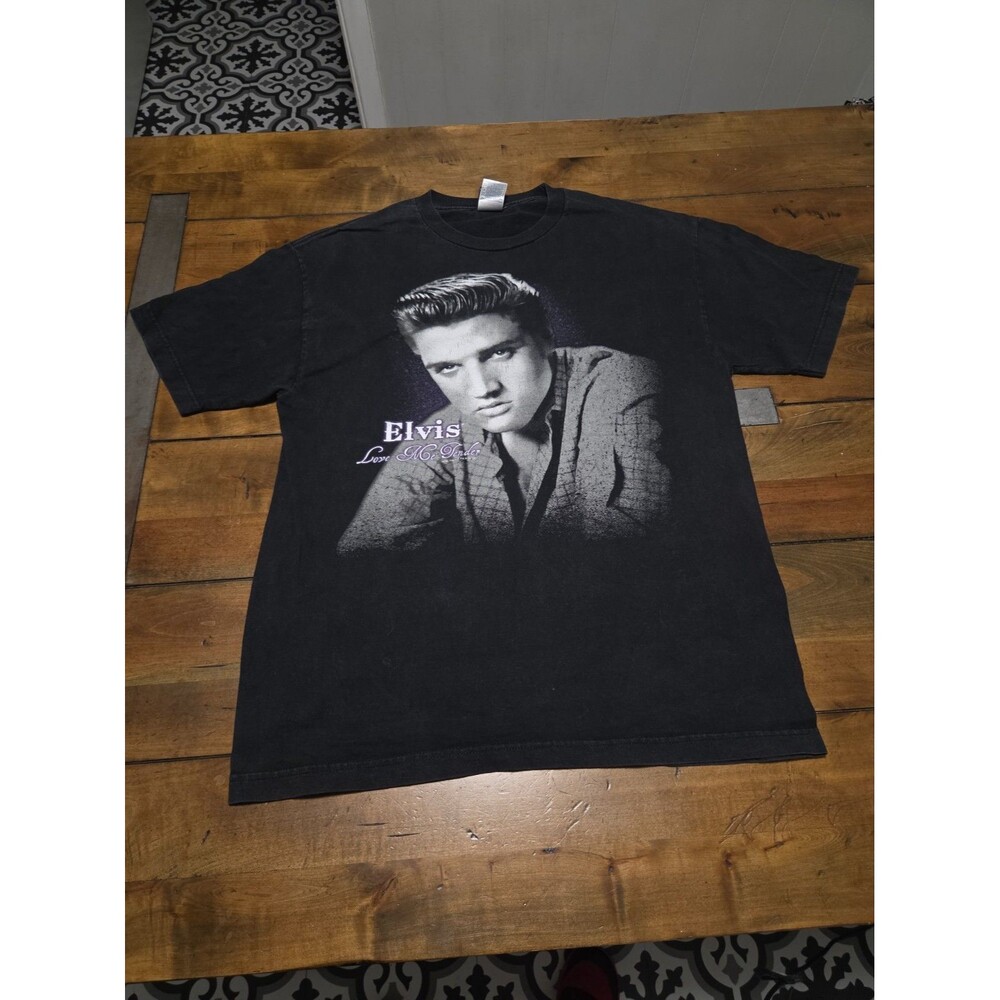 elvis presley trinity Apparel love me tender black graphic t shirt size L